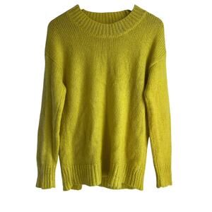 Bar‎ III Women’s Size Medium Mohair Blend Chartreuse Crewneck Knit Sweater